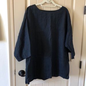 Jjill black linen tunic, 3/4 sleeves